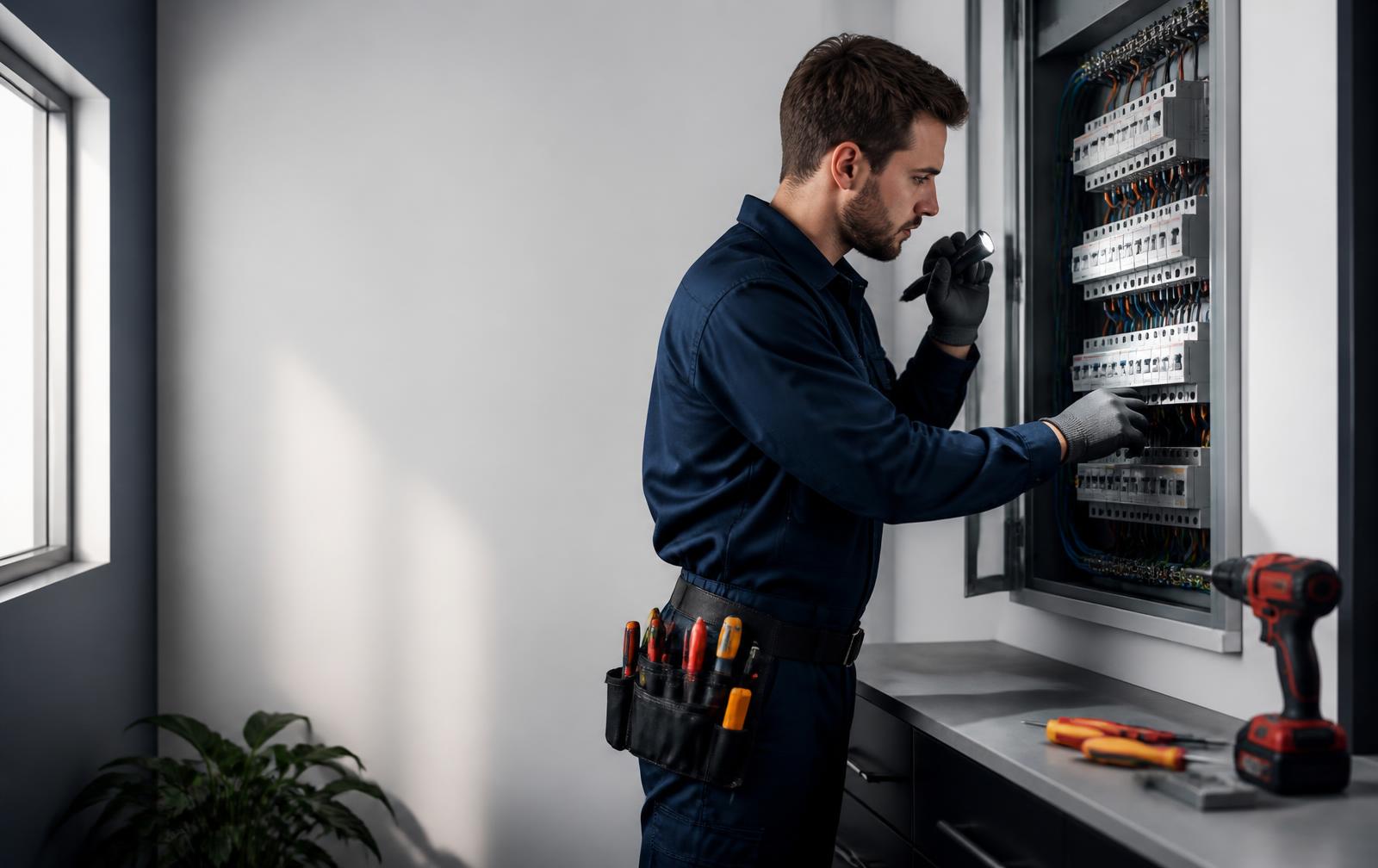Electrical professional at work